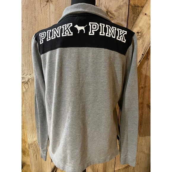 Victoria's Secret PINK 1/2 Zip Collared Sweatshirt Women's Medium Front Pocket - Picture 3 of 8